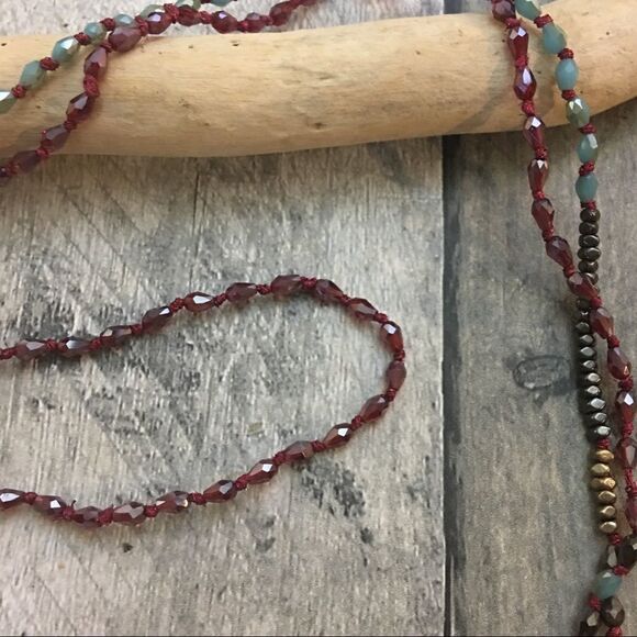 Long 60” multi color mix beads boho necklace - Picture 5 of 8